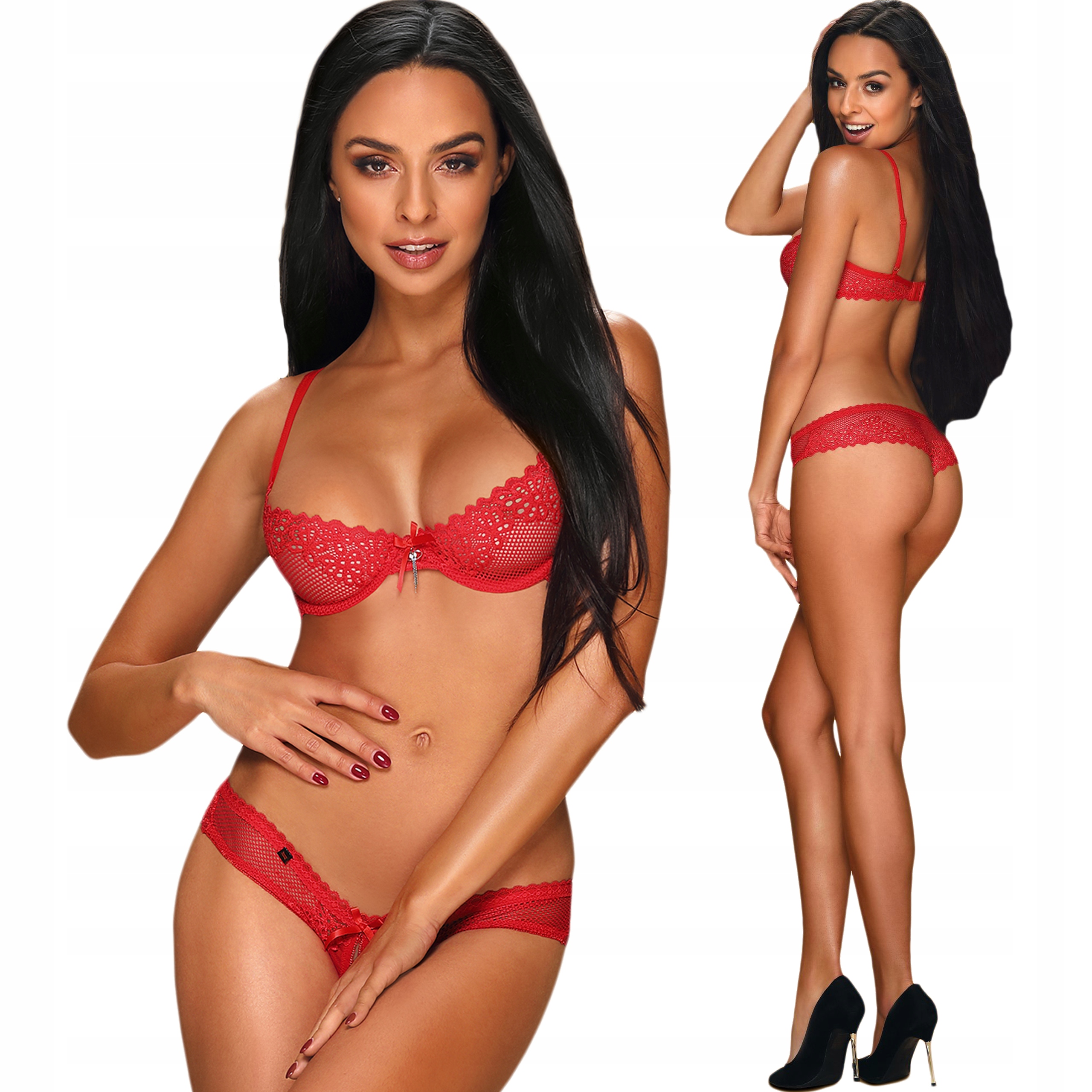 Комплекты Passion Lingerie Heidi set with open bra, Чёрный, L/XL Pas_Heidi set with open bra L/XL - Passion - Эротические комплекты: лиф и трусики - Купить