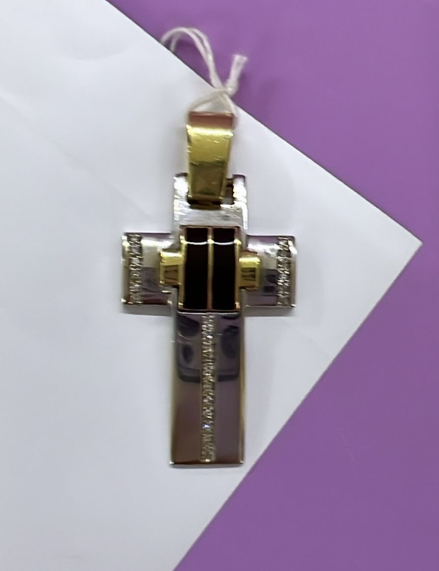 Крестик SAR-JEWELRY А-3-4-004-939 вес 7 г золото, бриллиант