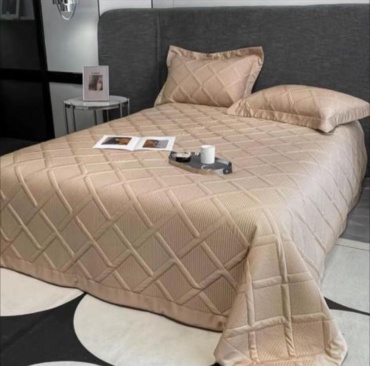 Покрывало с наволочками Tencel 220х240 см, атлас, бежевый, коричневый