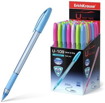 Ручка шариковая Erich Krause U-109 Stick&Grip Spring, Ultra Glide Technology 1 шт, 1 мм, цвет чернил синий