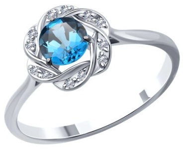 Diamant 52-310-01746-2 размер 17.5 вес 1.93 г золото, лондон топаз, фианит