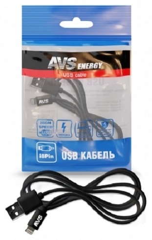 Кабель AVS Apple Lightning (M), USB 2.0 (M), 2 м, IP-511 черный