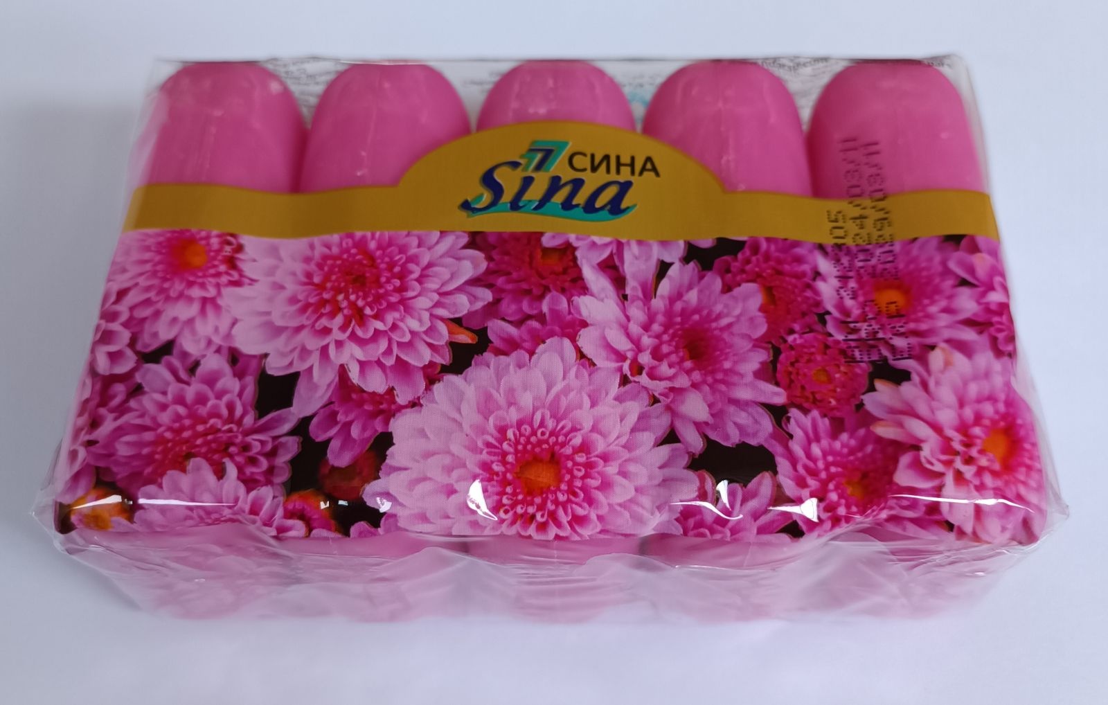 Кусковое мыло туалетное Sina Малиновые цветы 60 г по 5 шт