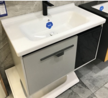 Тумба с раковиной HL6081B-80, 80x48x48 см, черный, светло серый
