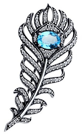 Брошь Diamant 95-340-02045-1 вес 5.16 г серебро, топаз