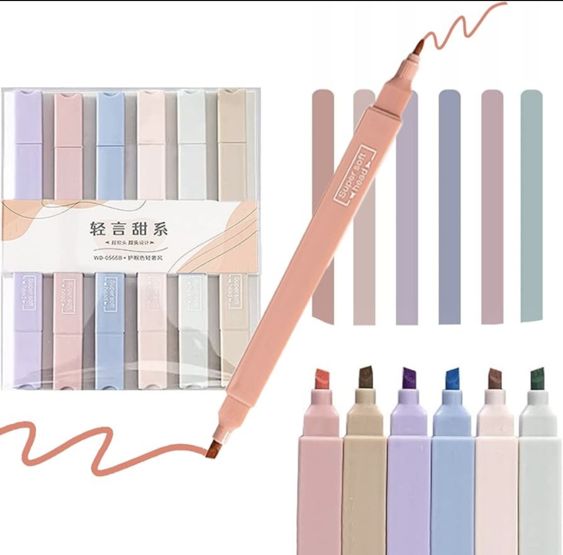 Маркер пастельные Double Pastel Highlighters , 6 шт, 4 мм, Мультиколор