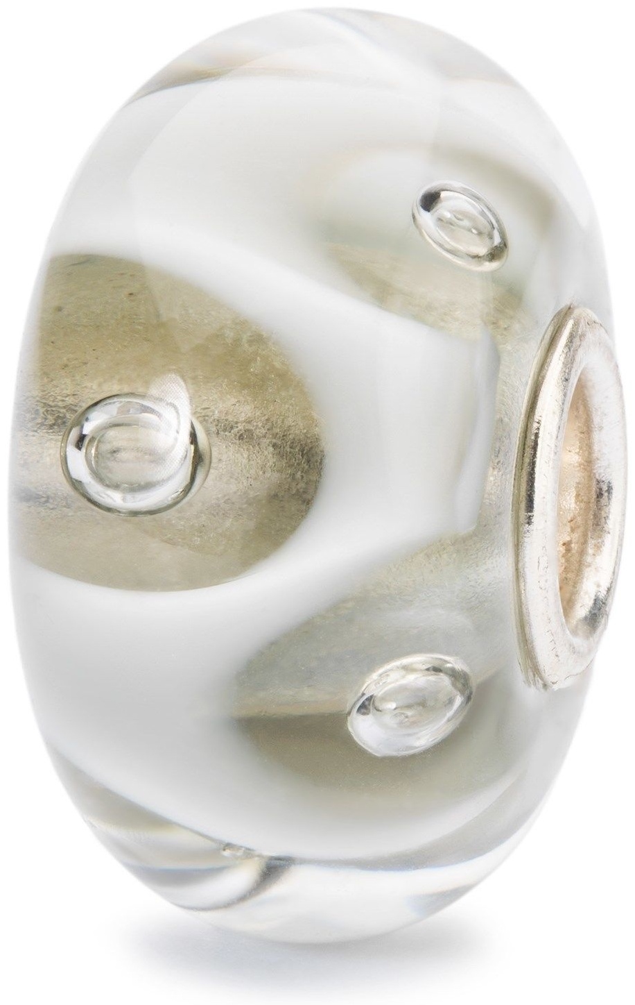 Шарм Trollbeads Капли Белого TGLBE-10439 вес 1.95 г серебро, стекло