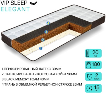 Матрас VIP SLEEP ELEGANT, 160x200x20 см