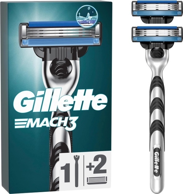 Gillette Mach3 бритвенный станок 1 шт + сменные кассеты 2 шт