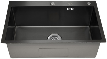 Кухонная мойка ZEUS Z6845 68х45х22 см, нержавеющая сталь, тон черный