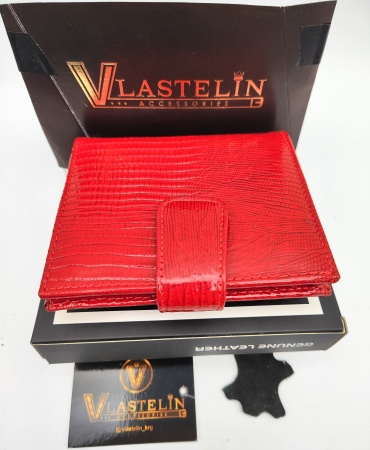 Кошелек Vlastelin металл, натуральная кожа красный