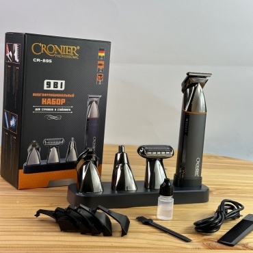 Cronier набор для стрижки CR-895 серый, серебряный