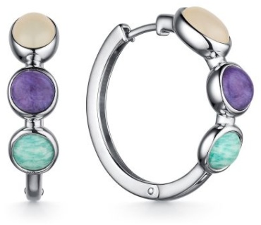 Серьги АЛЬКОР 02-2632_0М81-00 вес 7 г серебро, агат, амазонит, чароит
