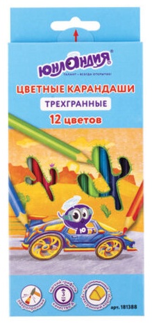 Цветной карандаш ЮНЛАНДИЯ форма трехгранная 12 шт