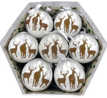 Merry Christmas шар пластик 14 шт, белый, коричневый