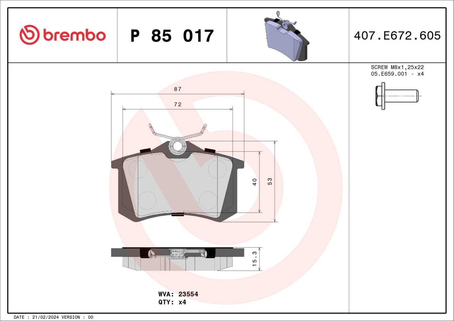 Колодки Brembo P85017