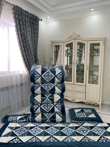 Комплект корпе с подушками 220x80 см, вата, синий