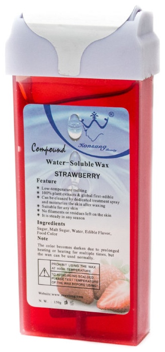 Воск пленочный Konsung Beauty STRAWBERRY Water Soluble Wax плотность мягкая в картридже 100 г