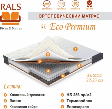Матрас RALS 14 Eco Premium, 140x200x23 см