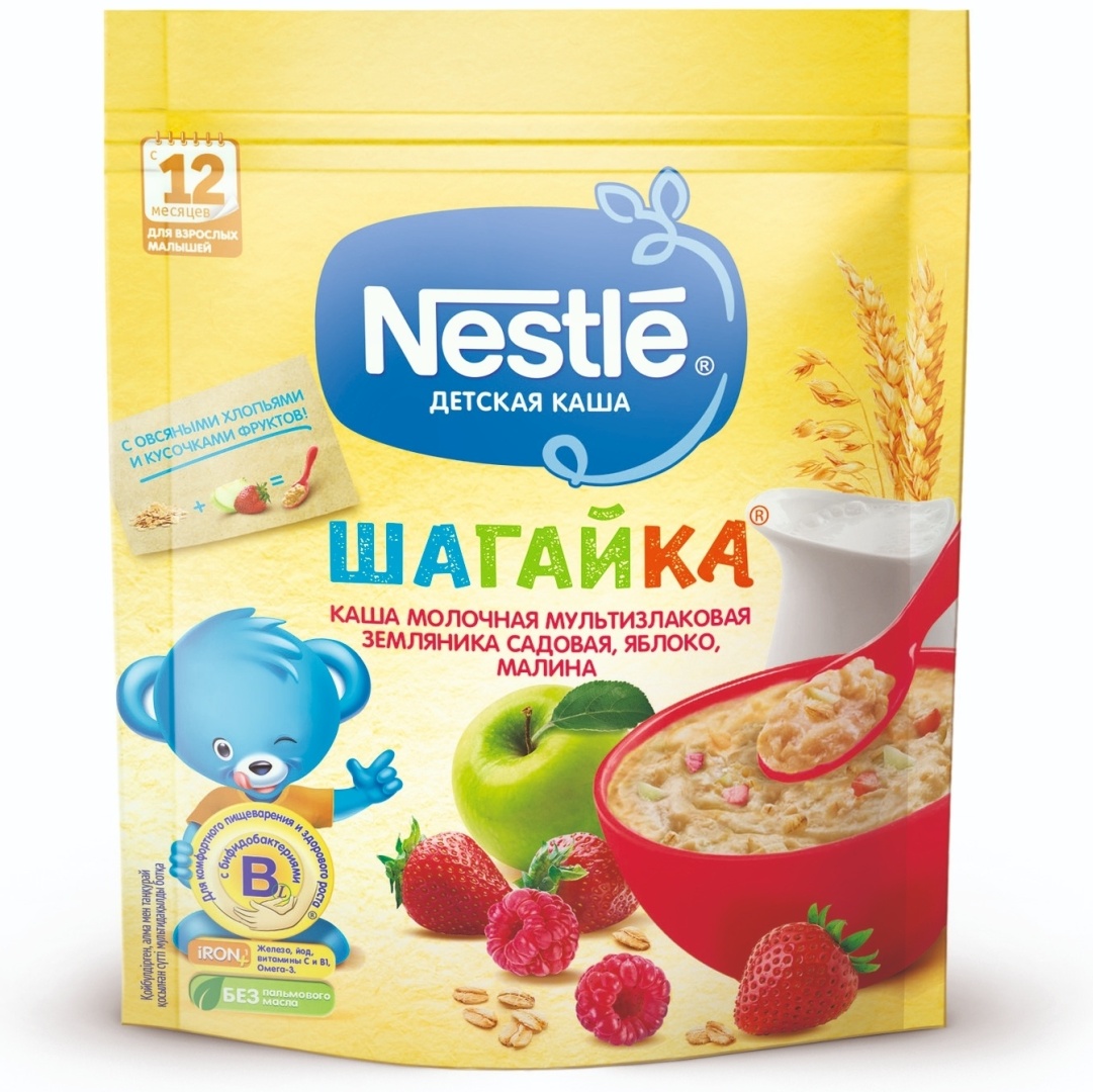 Купить Детская каша Nestlé Шагайка 5 злаков + Земляника, яблоко, малина ...