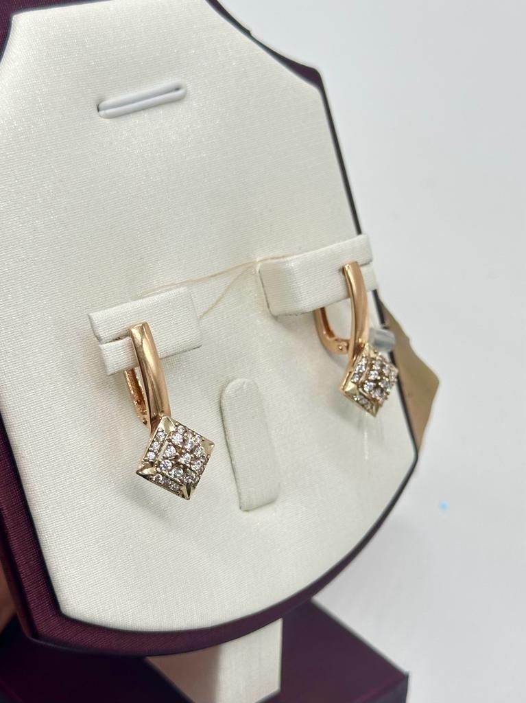 Серьги Diamond 191216 вес 4.01 г золото, фианит