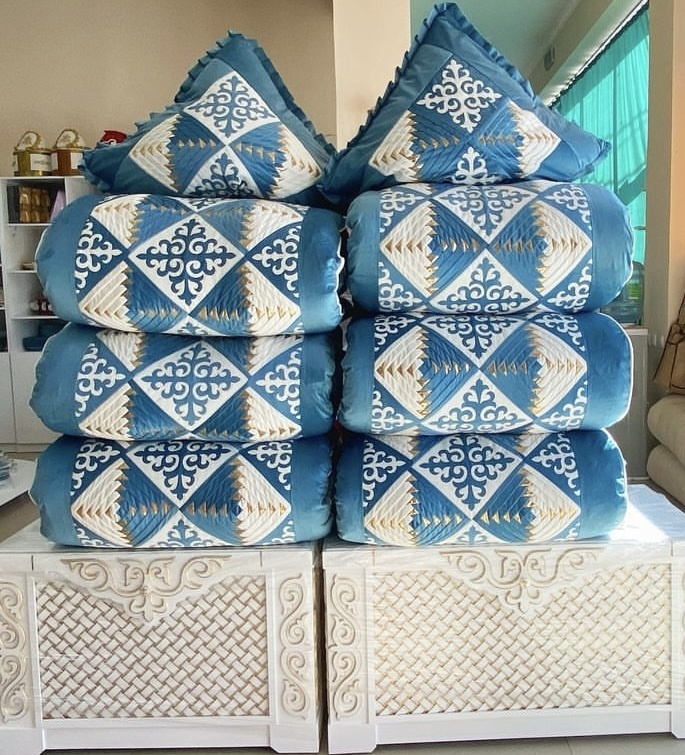Комплект корпе с подушками 220x80 см, вата, синий
