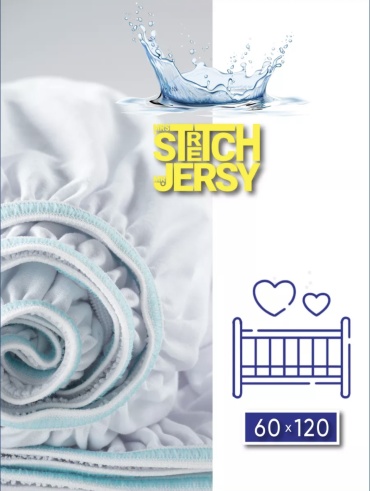 Stretch Jersy наматрасник на резинке Непромокаемый 60x120, хлопок, мулетон