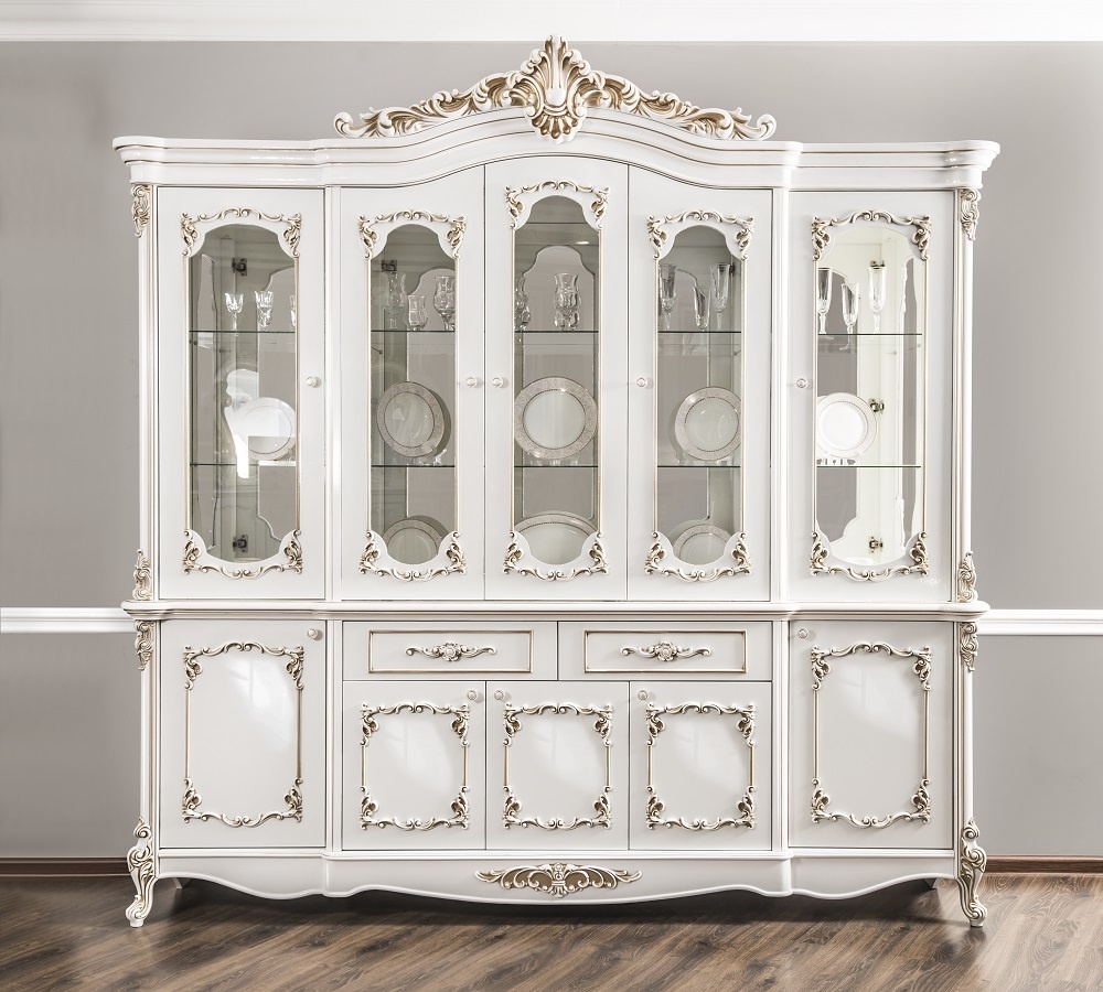 Купить Шкаф-витрина ЭРА Флоренция, МДФ, ЛДСП, стекло, 250x55x245 см в ...