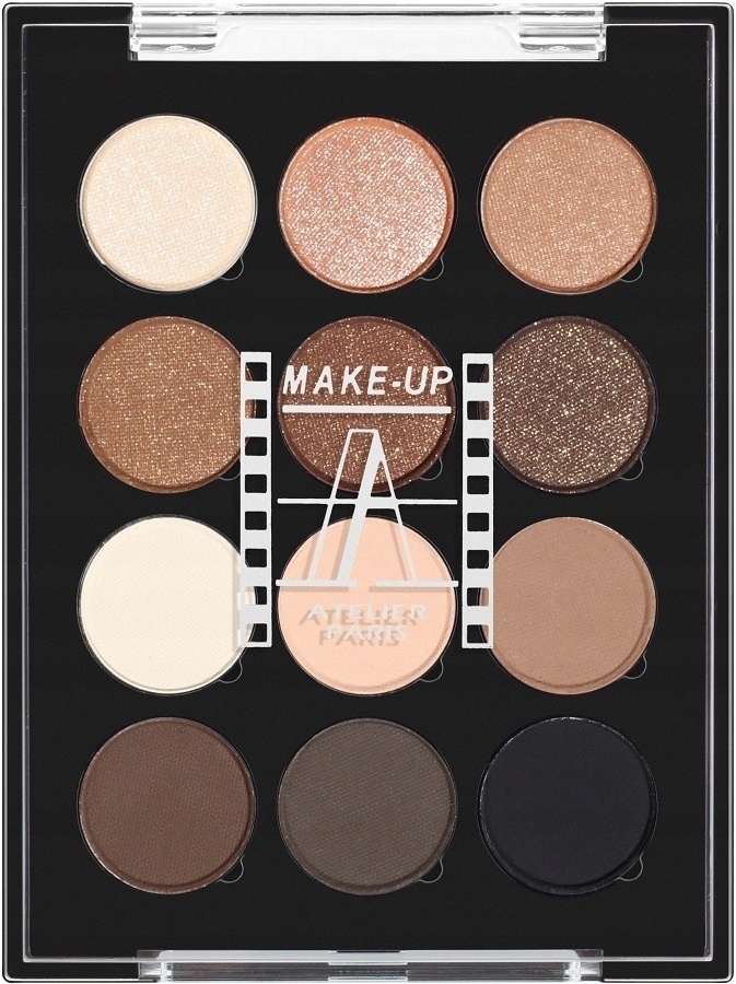 Make-Up Atelier Paris тени прессованные 12 Eye Shadows Palette P12C/ESN