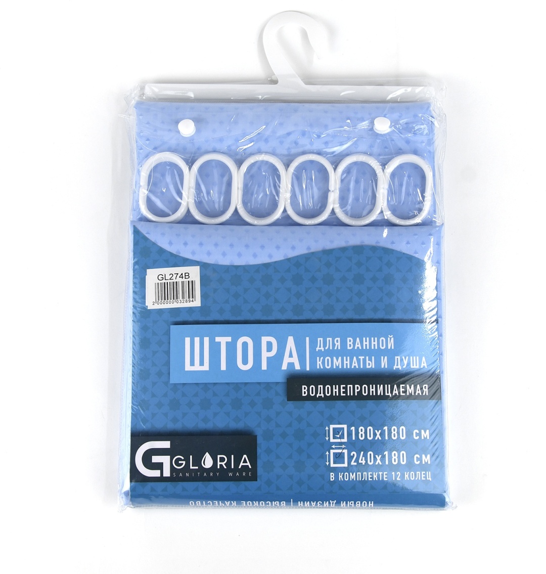 Штора Gloria GL274B 240x180 голубой, EVA