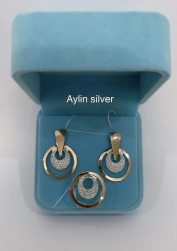 Aylin silver UKR221 вес 12 г серебро, золото, фианит