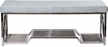 Банкетка Garda Decor 47ED-010BAN-GLB, 120x40x47 см, хром сатиновый, голубой
