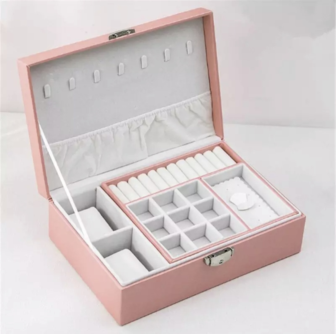 Home Storage Шкатулка со съемным вкладышем и отсеком для часов, розовый