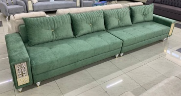 Диван Ереке Мебель Elis 2 LXR D34SM2-S270, 400х100 см, обивка велюр, зеленый