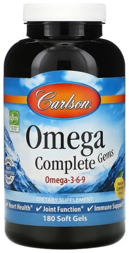 Carlson Labs БАД Omega Complete Gems, Natural Lemon 180 капсул