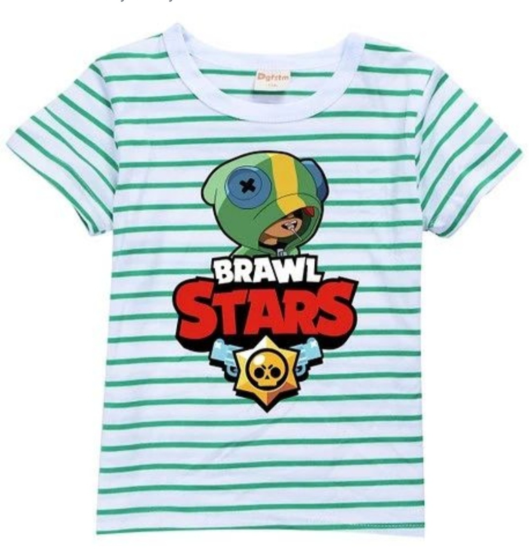 Футболка Леон Бравл Старс Brawl stars белый, зеленый