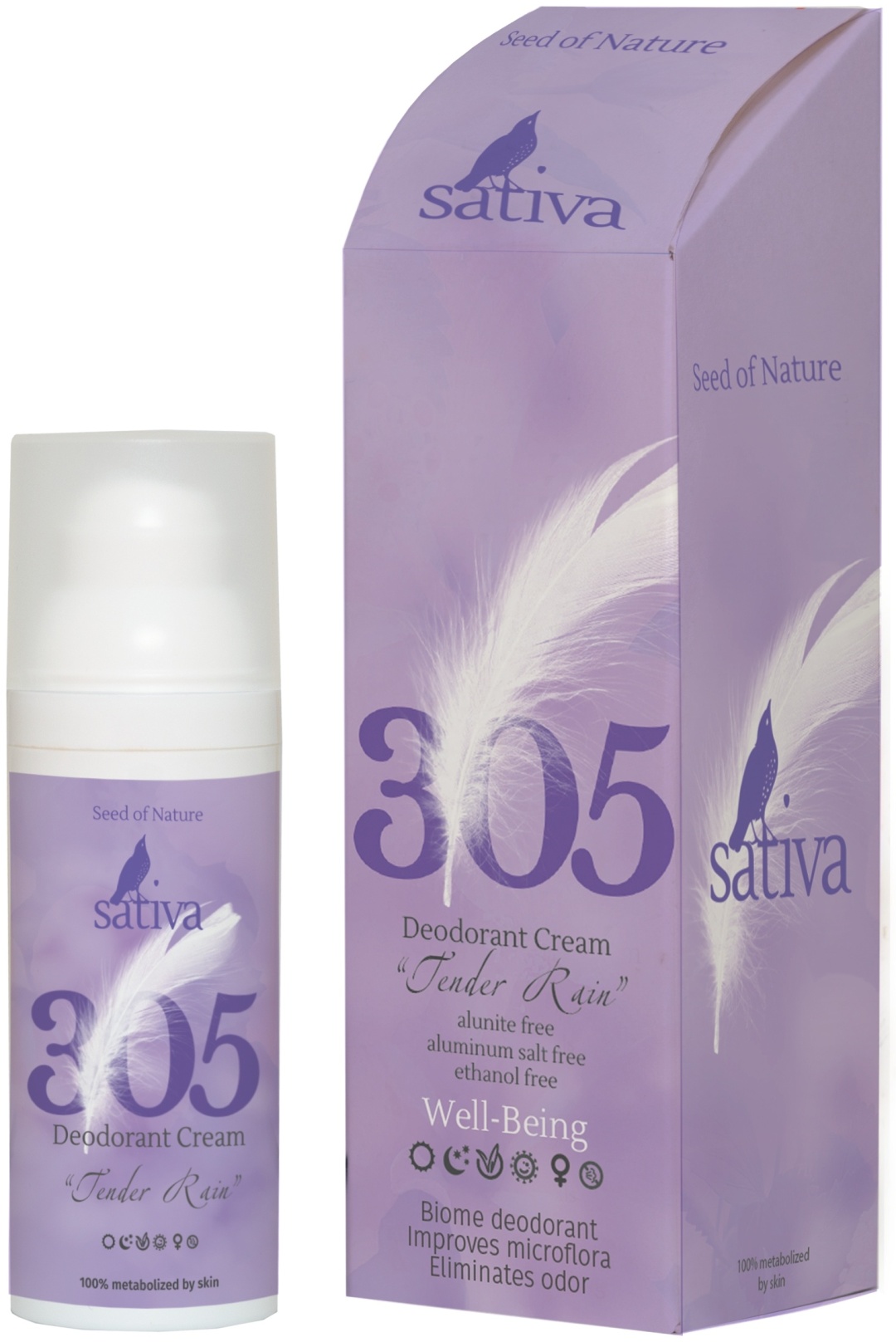 Sativa №305 Tender Rain натуральный дезодорант унисекс 50 мл