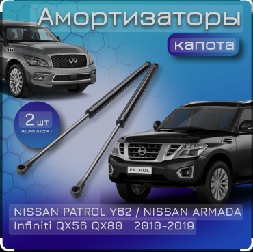 Yokoma NI-89635 упор капота для Nissan Patrol 2010-2019 черный