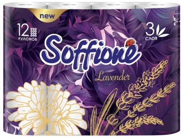 SOFFIONE туалетная бумага 3-слойный 12 шт, первичная целлюлоза