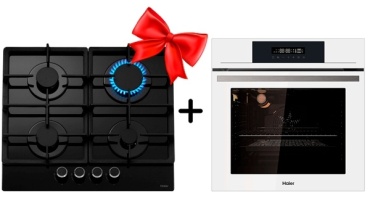 Haier HOX-FP3AWB + варочная поверхность Haier HHX-G64CNB белый, черный