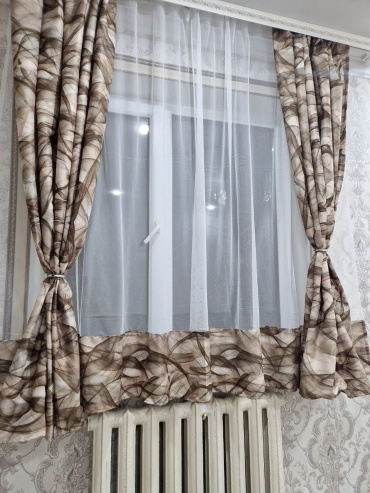 Комплект ADINA 280x180 см 2 шт, сетка, лен, зеленый, бежевый