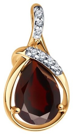 Подвеска Diamant 93-330-01919-1 вес 1.19 г серебро, гранат, фианит