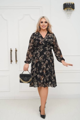 Платье с запахом Jazu Brand черный, коричневый