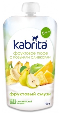 КАБРИТА ПЮРЕ ФРУКТ КОЗ СЛИВ ФРУКТОВЫЙ СМУЗИ 6 мес+ 100г