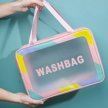 Washbag косметичка искусственная кожа розовый 30X20 см