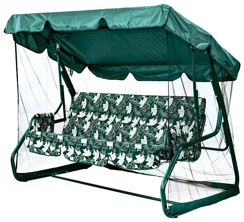 Садовые качели GreenGard до 250 кг, кол-во мест: 3, белый, черный, зеленый