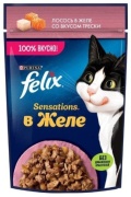 Felix Sensations кусочки в желе лосось, треска 75 г 1 шт