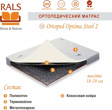Матрас RALS 51 Optima Standart Steel 2, 90x200x19 см