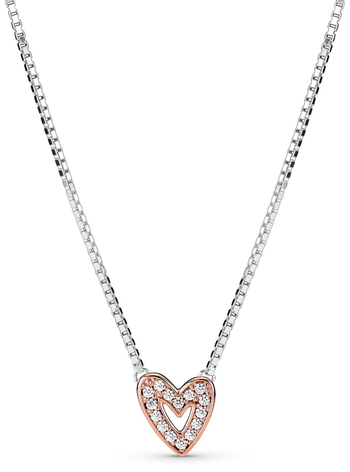 Колье PANDORA «Сердце любви» 380089C01-45 длина 45 см вес 3.64 г серебро, цирконий