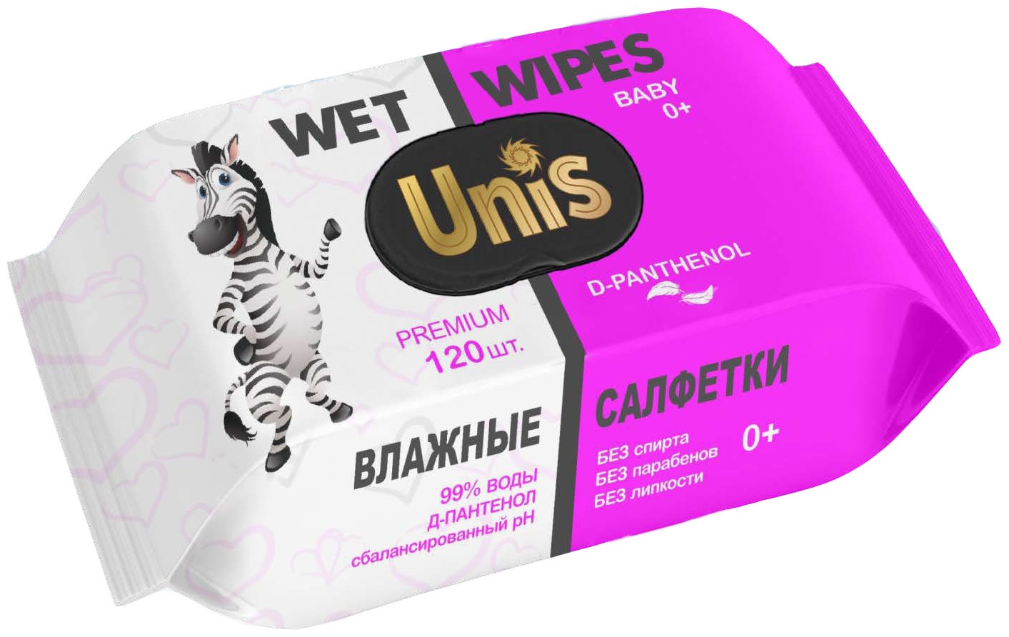 Влажные салфетки UNIS Д-пантенол 120 шт